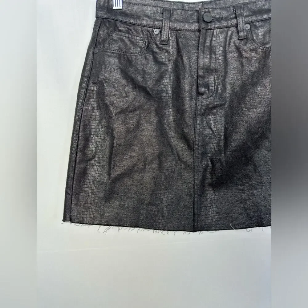 Blank NYC Black Snake Skin Cotton Mini Skirt Size 27